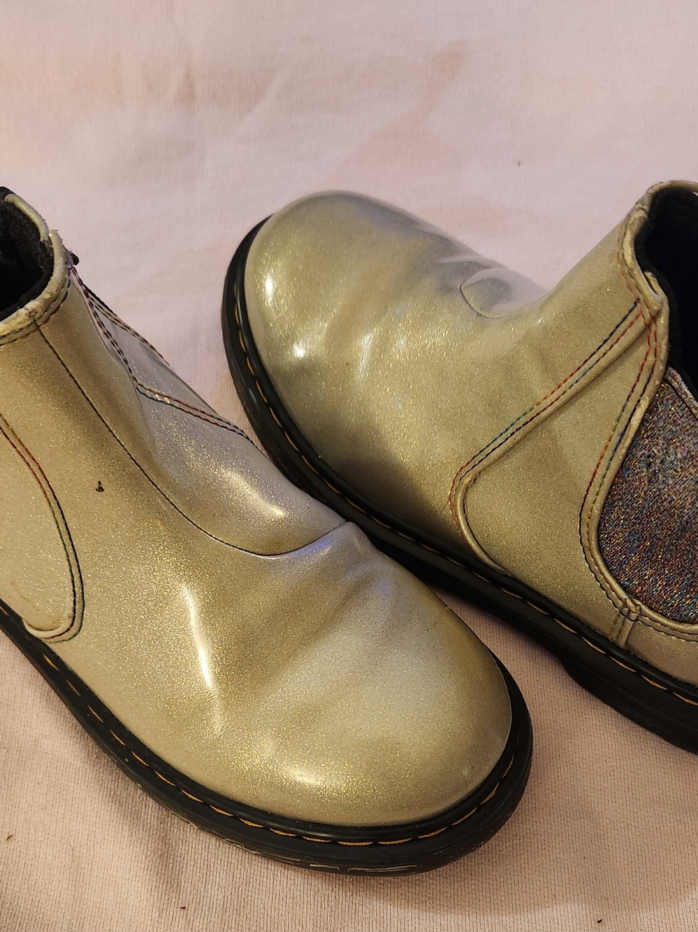 Dr. Martens Metallic Silver Chelsea Booties Girls